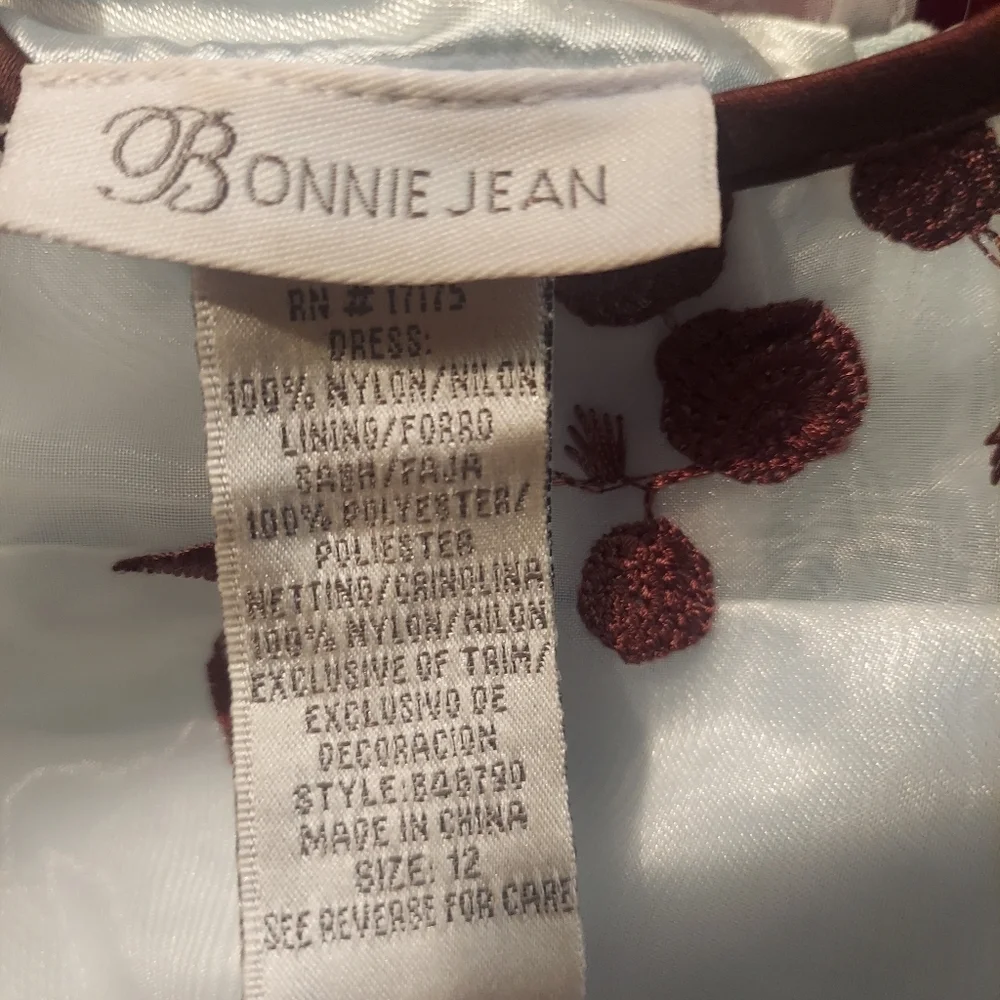 Bonnie Jean Girls Size 12 Formal Dress Brown/Light Blue Dress with Floral Design